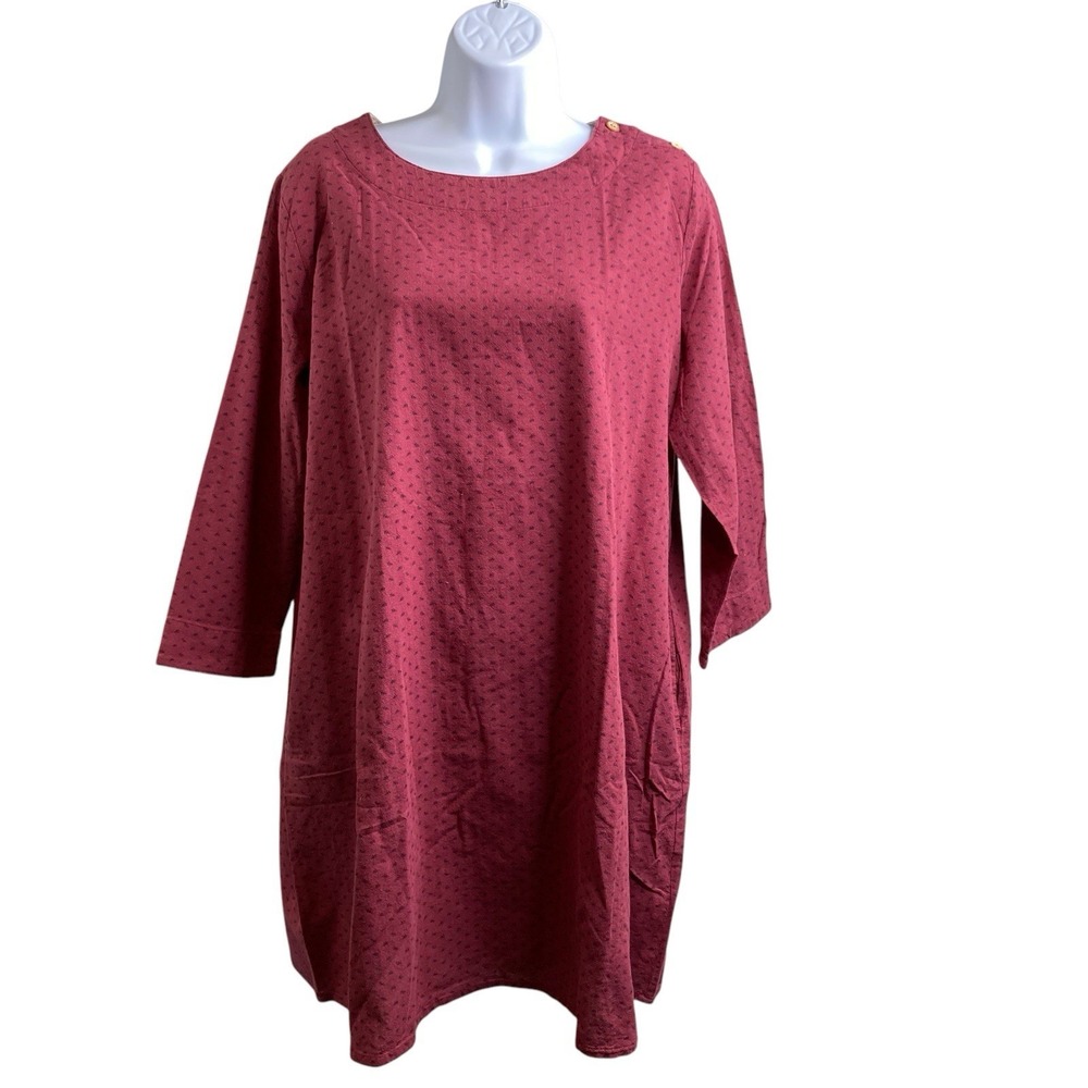STUDIO CLIP JAPAN Red Linen Blend Dress One Size/XXL Lagenlook Natural Casual